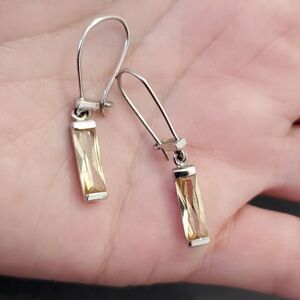 Sterling silver long rhinestone earrings